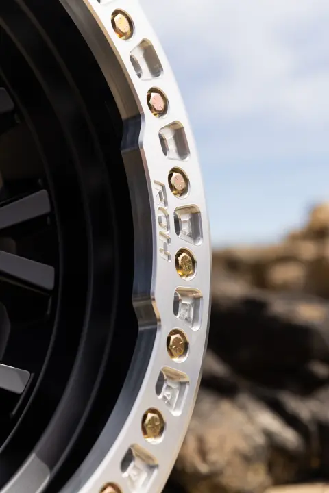 ROH Matte Black BL01 Beadlock Wheel with Machined Ring and Gold Bolts