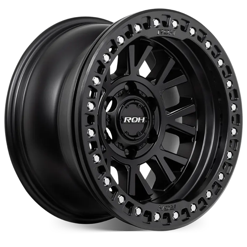 ROH BL01 Beadlock Wheel in Matte Black with Black Ring, Black Cap & Silver Bolts