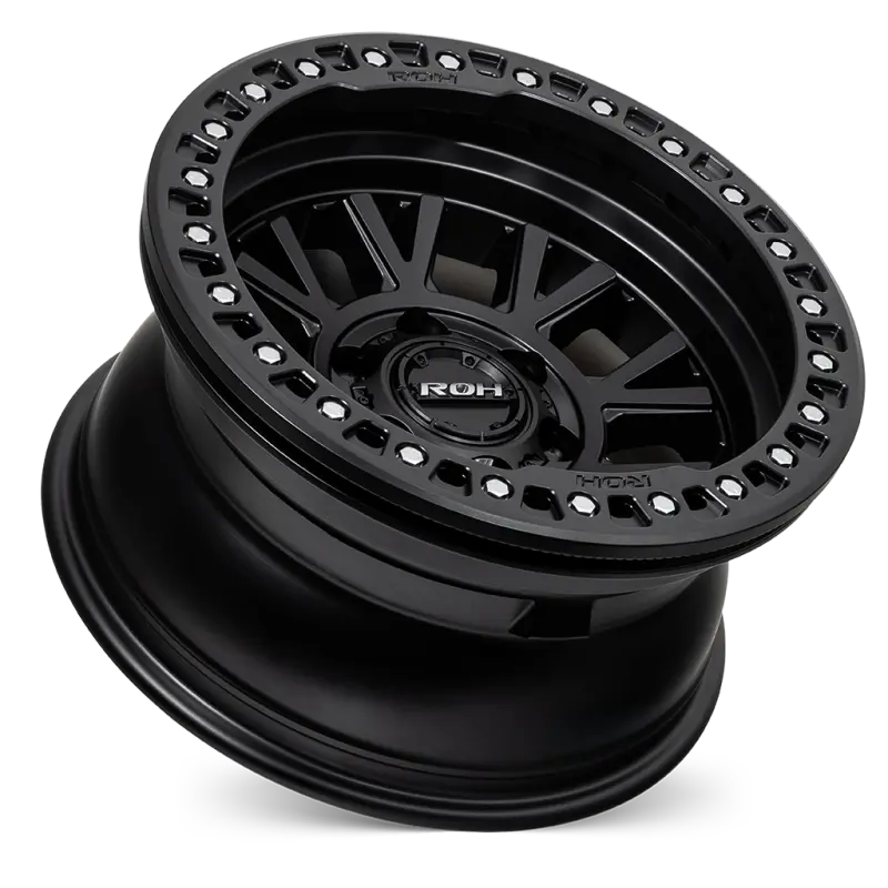 ROH BL01 Beadlock Wheel in Matte Black with Black Ring, Black Cap & Silver Bolts