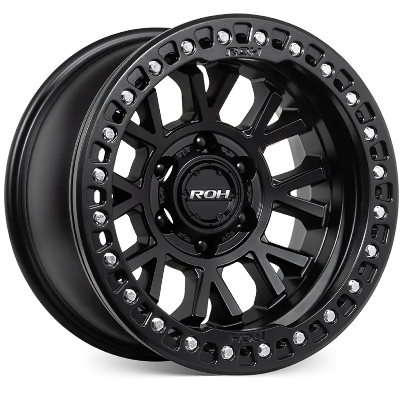 ROH BL01 Beadlock Wheel in Matte Black with Black Ring, Black Cap & Silver Bolts