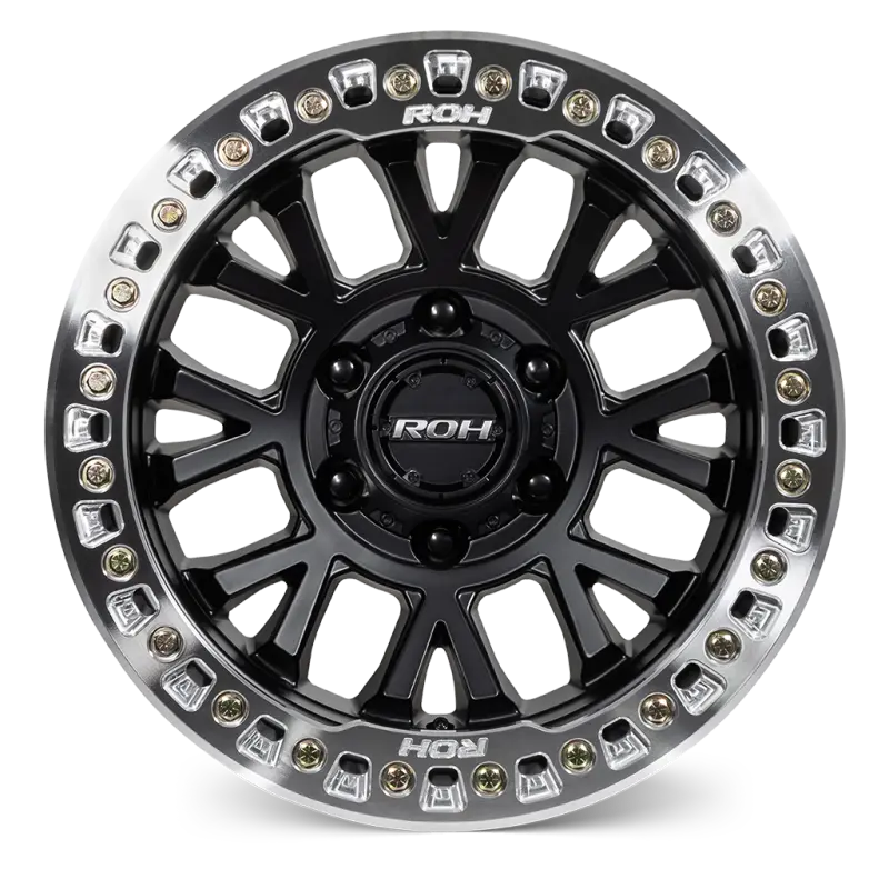 ROH BL01 Beadlock Wheel in Matte Black with Machined Ring, Black Cap & Gold Bolts