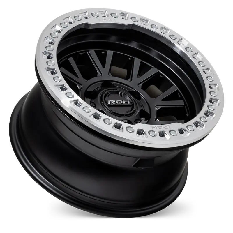 ROH BL01 Beadlock Wheel in Matte Black with Machined Ring, Black Cap & Silver Bolts