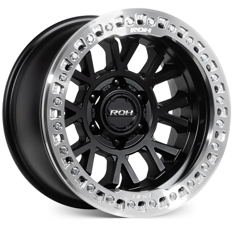 ROH BL01 Beadlock Wheel in Matte Black with Machined Ring, Black Cap & Silver Bolts